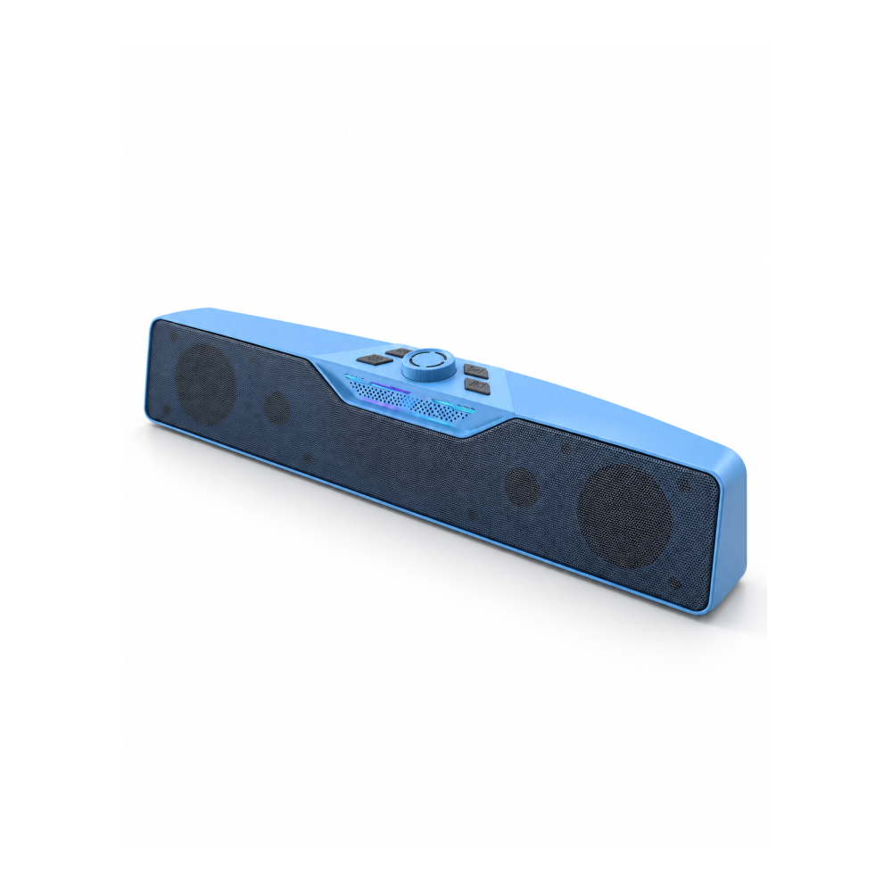 Monitör Altı Kullanıma Uygun RGB Işıklı Bluetooth Soundbar Hoparlör 1500 mAh Mavi